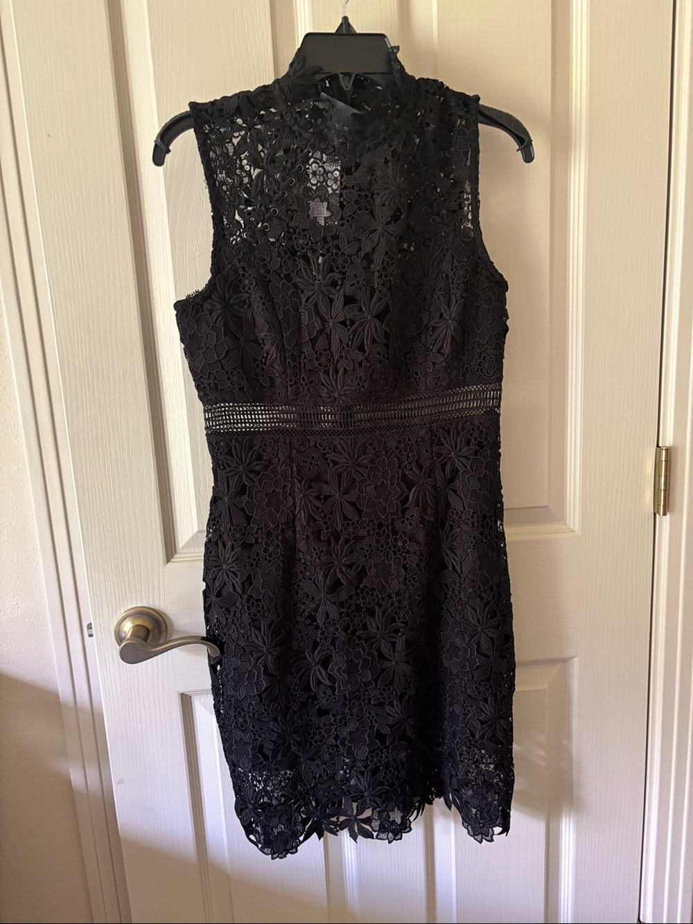 Bardot Black Sleeveless Lace High-Neck Mini Dress